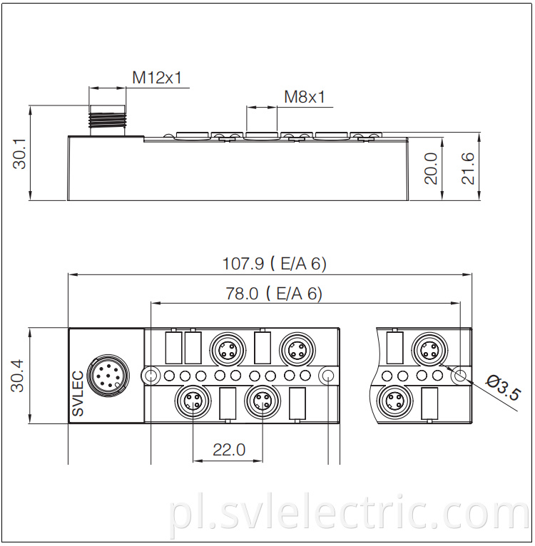 M8 6 Way Distribtution Box Size